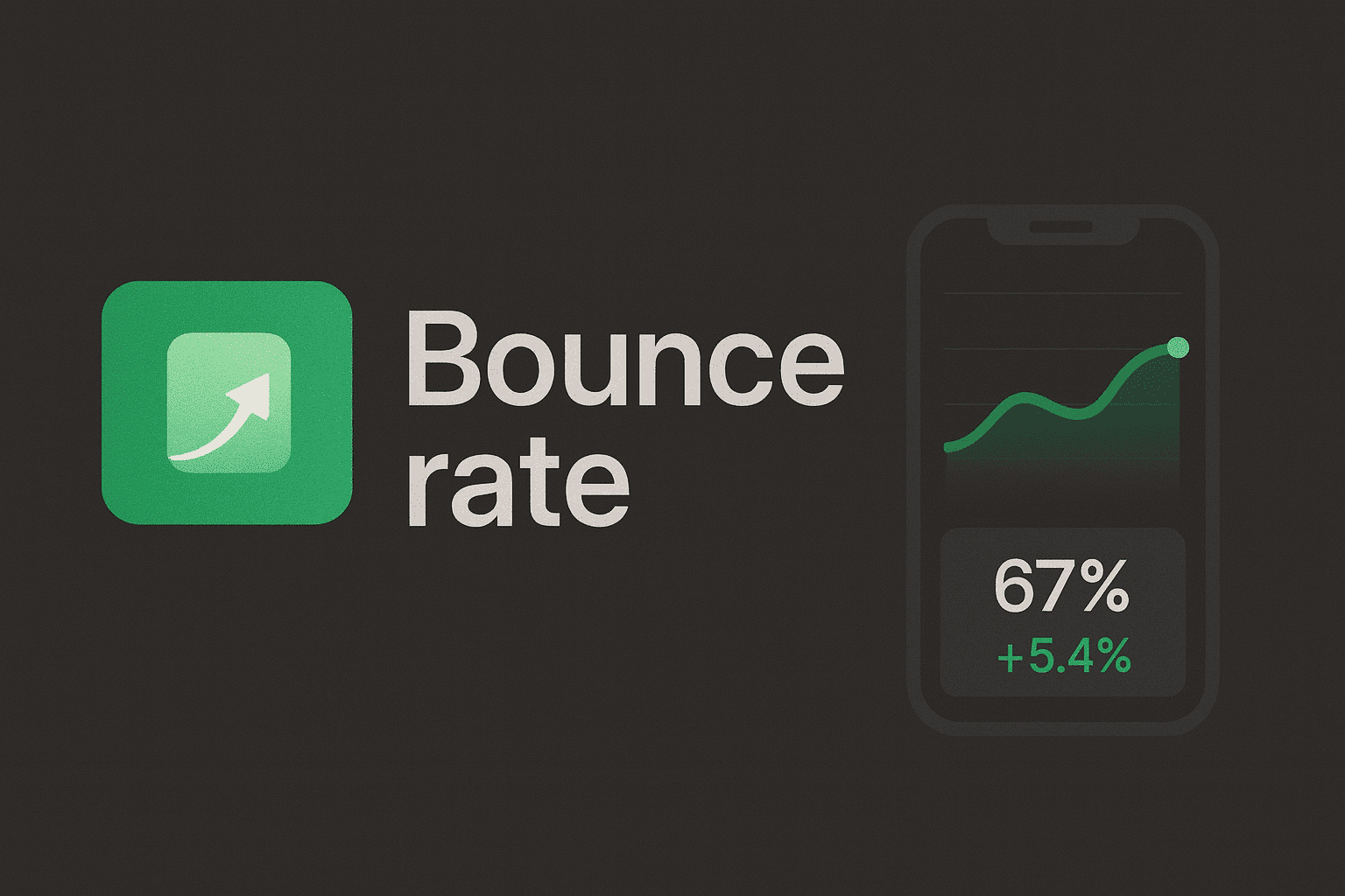 Green gradient module badge analytics showing bounce rate metrics data visualization